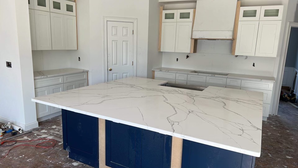 Custom granite countertops installed by Granite Arts Charleston in a modern kitchen setting.