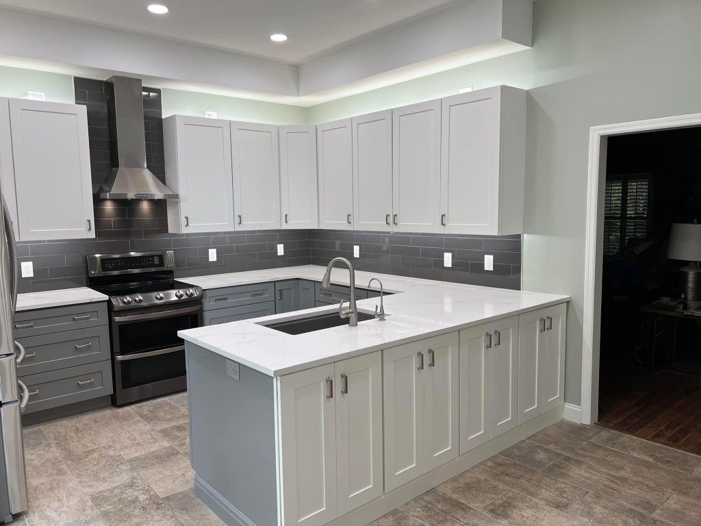 Custom granite countertops installed by Granite Arts Charleston in a modern kitchen setting.