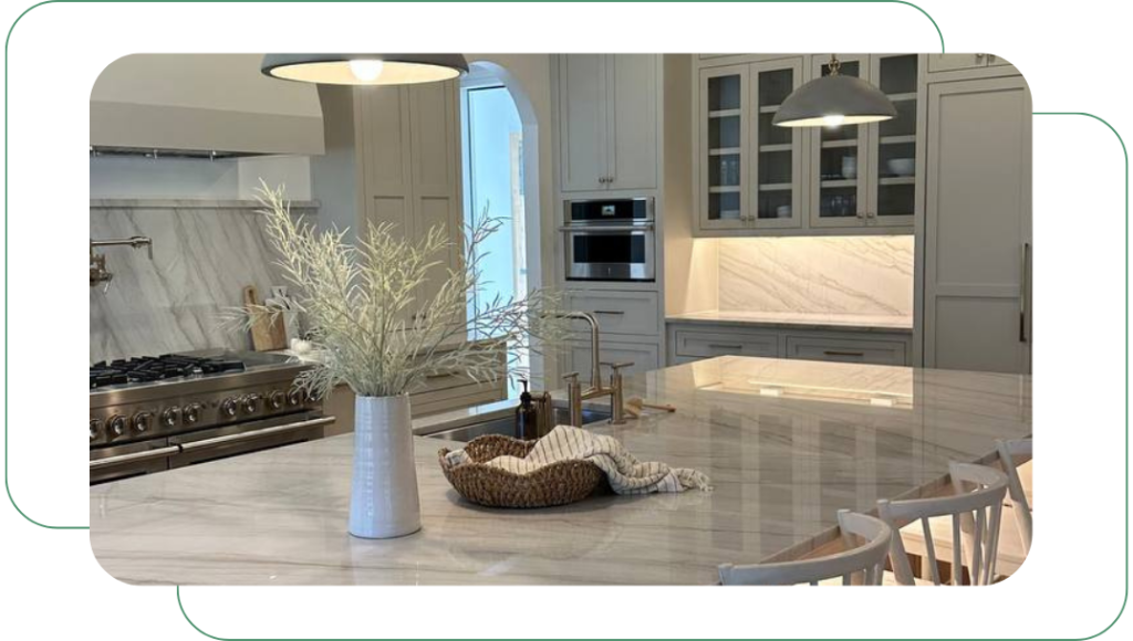 Custom granite kitchen countertop installation by Granite Arts Charleston.