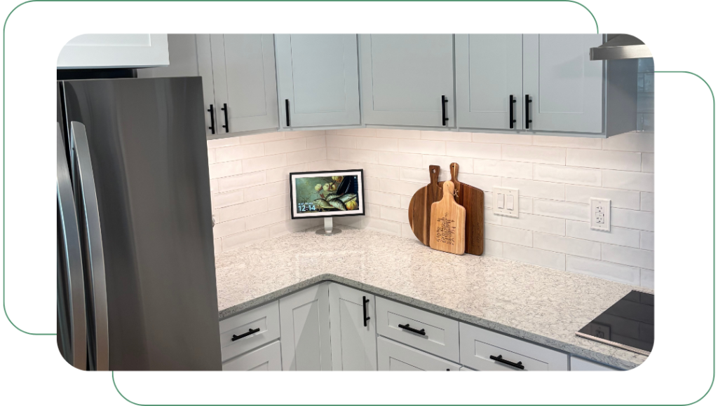 Custom granite kitchen countertops and cabinets installed in a James Island, SC home.
